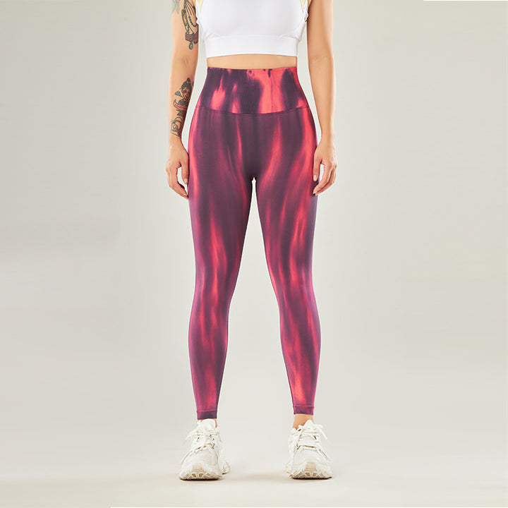 Buddha Stones Seamless Tie Dye Print Pants Sports High Waist Leggings Women's Yoga Pants