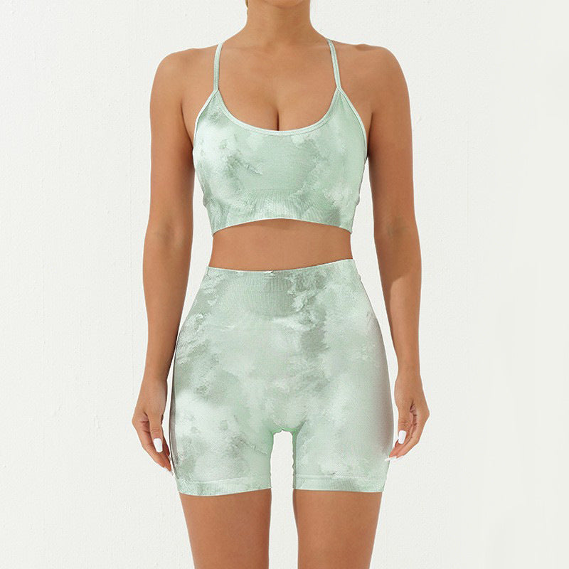 Buddha Stones 2Pcs Camo Print Backless Criss-Cross Strap Top Bra Shorts Leggings Pants Fitness Yoga Outfit Set - Green - 2Pcs(Top&Shorts) - US8-10，UK/AU12-14，EU40-42 (L) - image 20