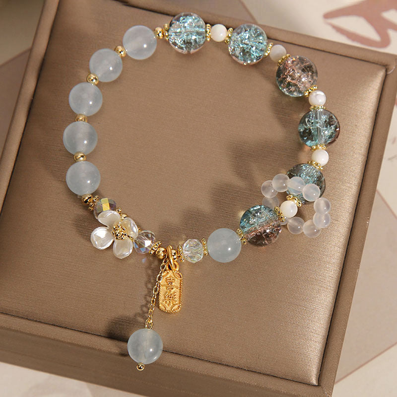 Buddha Stones "Wishing You Healing and Grace" Blue Chalcedony Bracelet Includes Gift Message Card - image 4