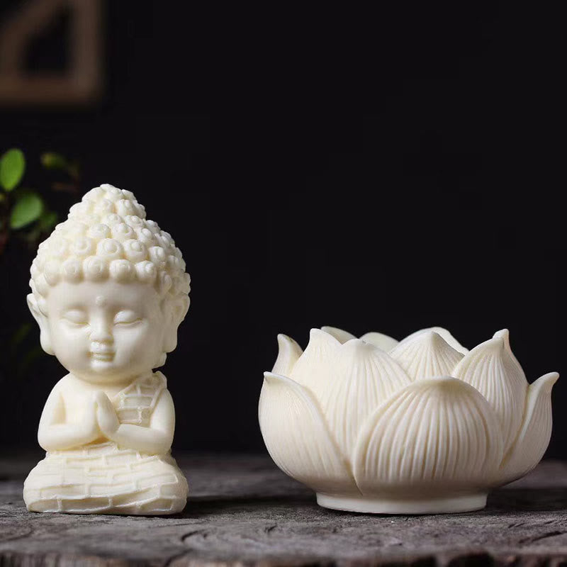 Buddha Stones Mini Ivory Fruit Tathagata Buddha Lotus Kwan Yin Avalokitesvara Manjusri Samantabhadra Serenity Desk Decoration - image 1