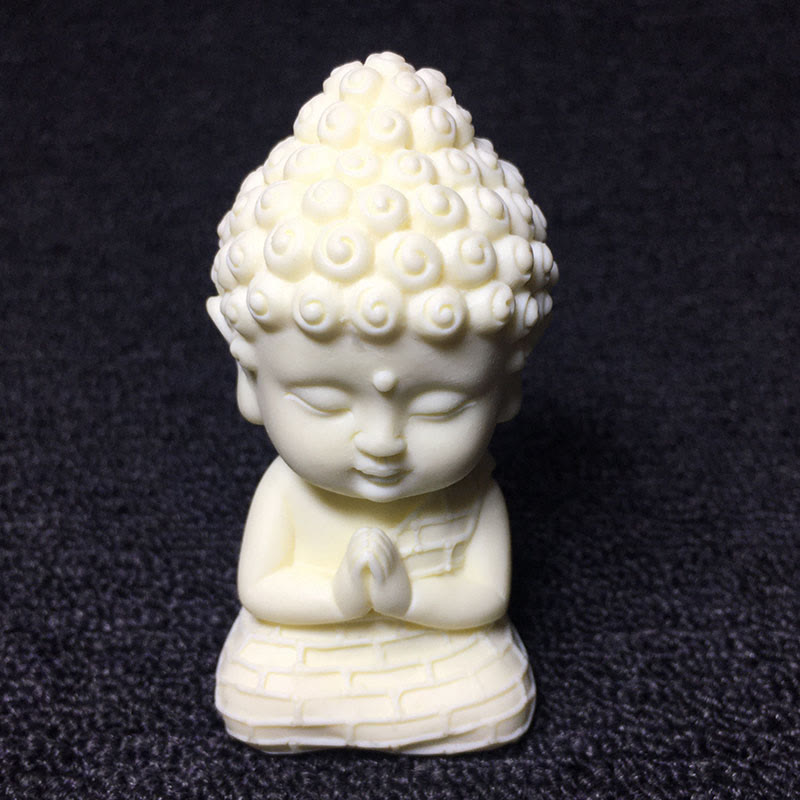 Buddha Stones Mini Ivory Fruit Tathagata Buddha Lotus Kwan Yin Avalokitesvara Manjusri Samantabhadra Serenity Desk Decoration - Tathagata Buddha 8.5*4.5*4.5cm - image 9