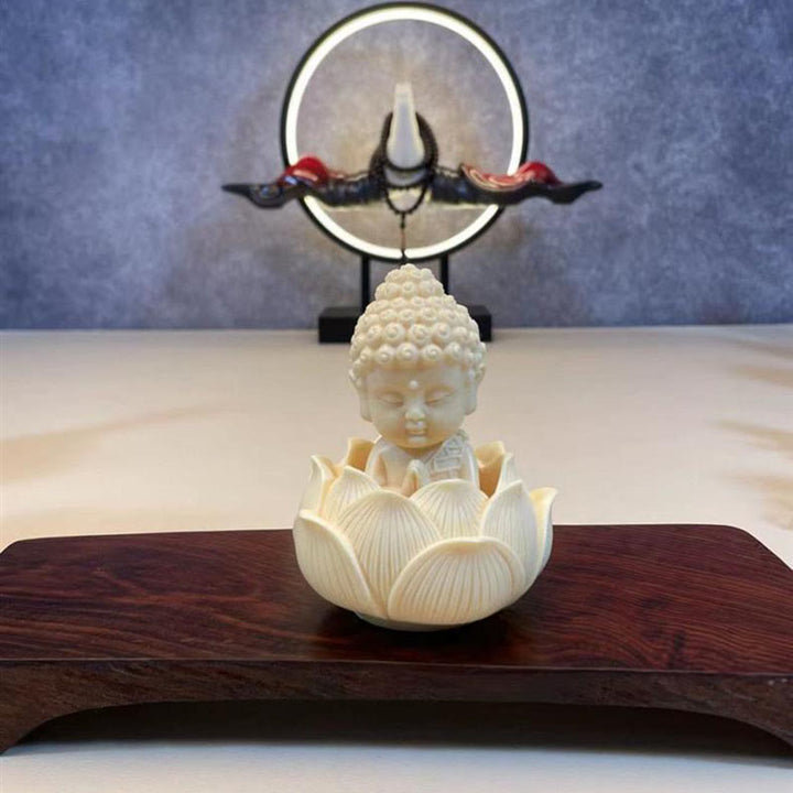 Buddha Stones Mini Ivory Fruit Tathagata Buddha Lotus Kwan Yin Avalokitesvara Manjusri Samantabhadra Serenity Desk Decoration - image 6