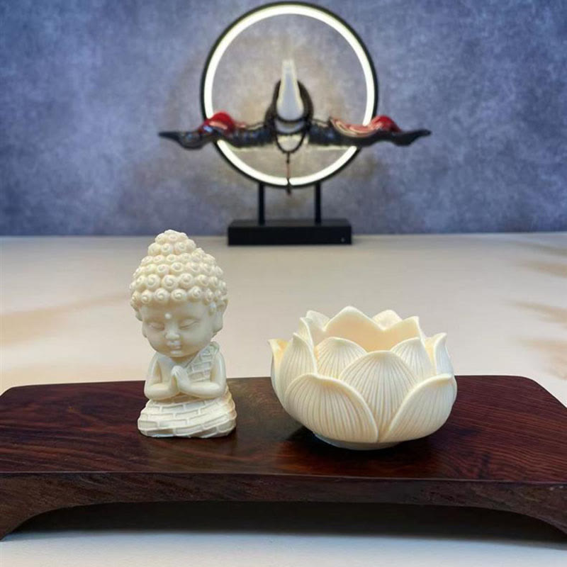 Buddha Stones Mini Ivory Fruit Tathagata Buddha Lotus Kwan Yin Avalokitesvara Manjusri Samantabhadra Serenity Desk Decoration - image 4