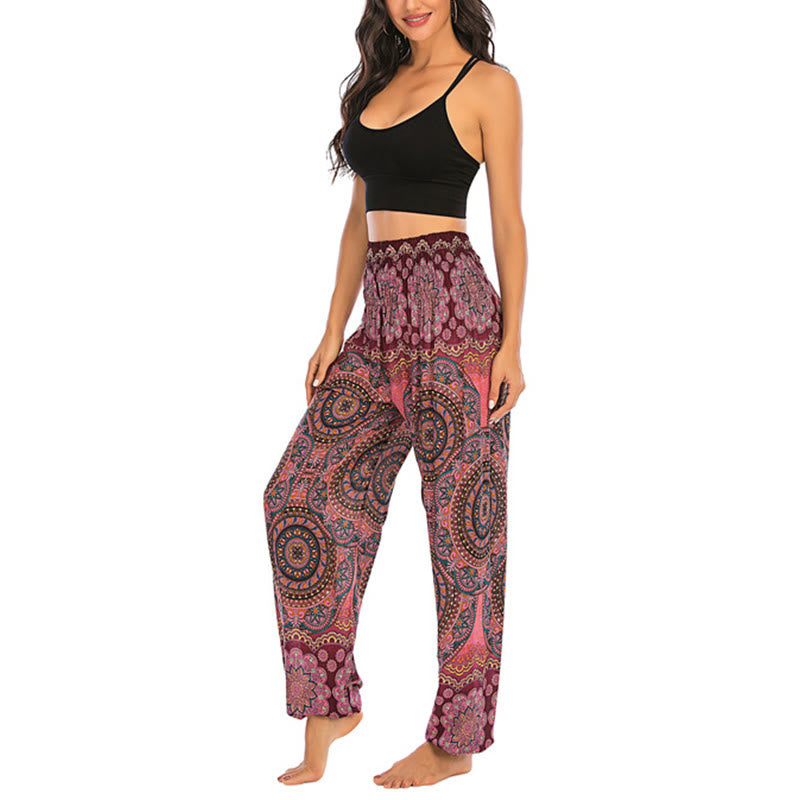 Buddha Stones Boho Loose Round Geometric Pattern Harem Trousers Women's Yoga Pants