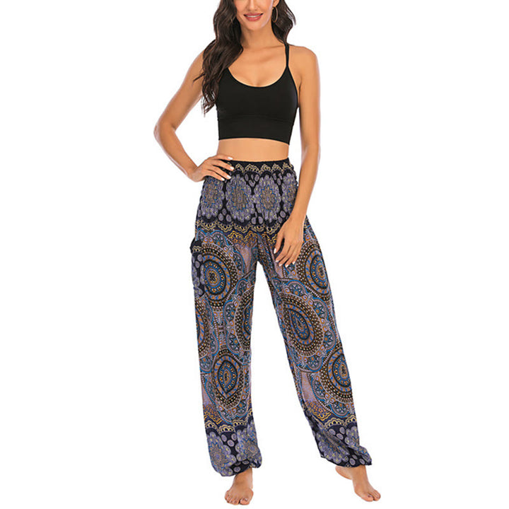 Buddha Stones Boho Loose Round Geometric Pattern Harem Trousers Women's Yoga Pants