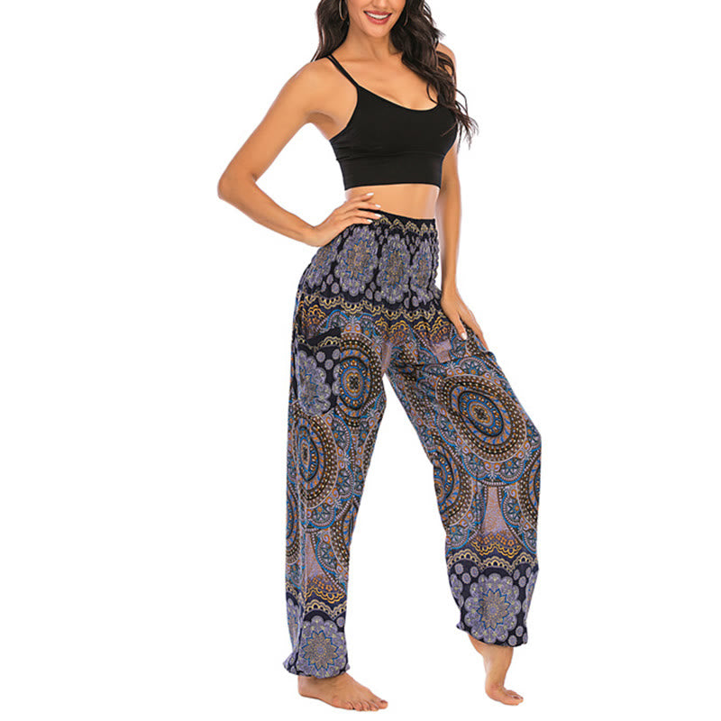 Buddha Stones Boho Loose Round Geometric Pattern Harem Trousers Women's Yoga Pants - image 24