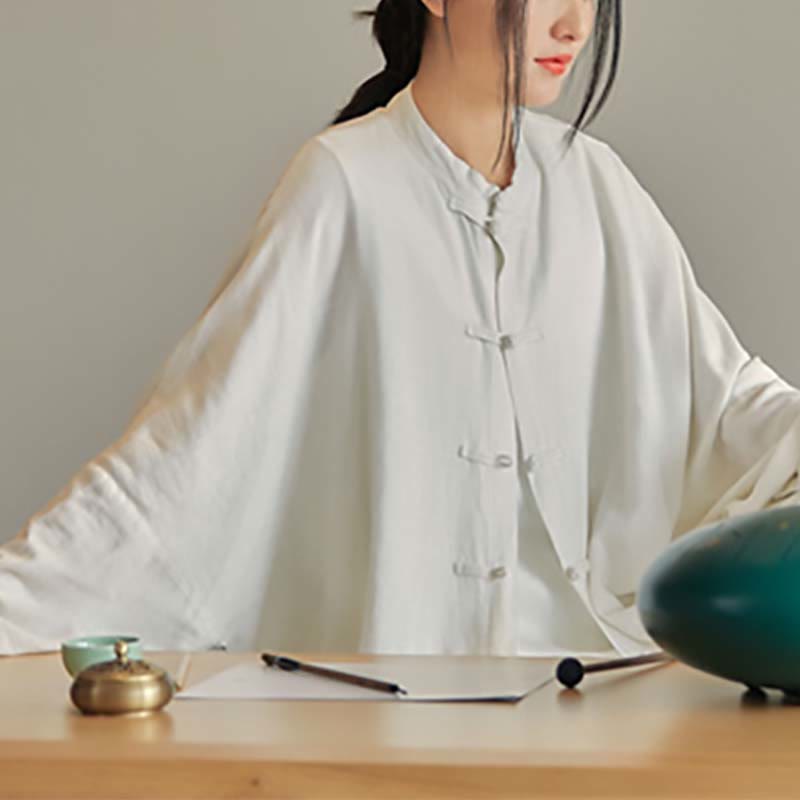 Buddha Stones Plain Frog-Button Design Shirt Zen Tai Chi Meditation Top Clothing Cotton Linen Jacket - image 16