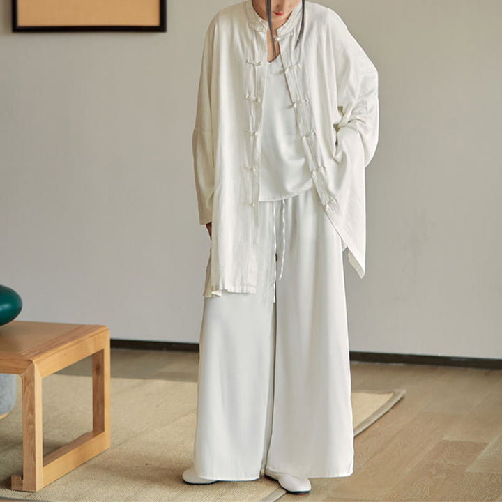 Buddha Stones Plain Frog-Button Design Shirt Zen Tai Chi Meditation Top Clothing Cotton Linen Jacket - image 20