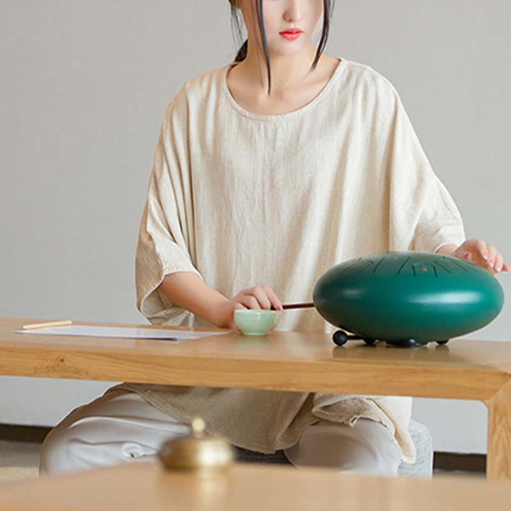 Buddha Stones Solid Color Three Quarter Sleeve Top Loose Tee T-Shirt - image 4