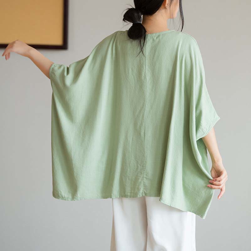 Buddha Stones Solid Color Three Quarter Sleeve Top Loose Tee T-Shirt - image 18