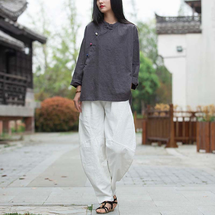 Buddha Stones Ramie Linen Blouse Women Shirt Top Chinese Hanfu Style Clothing - image 8