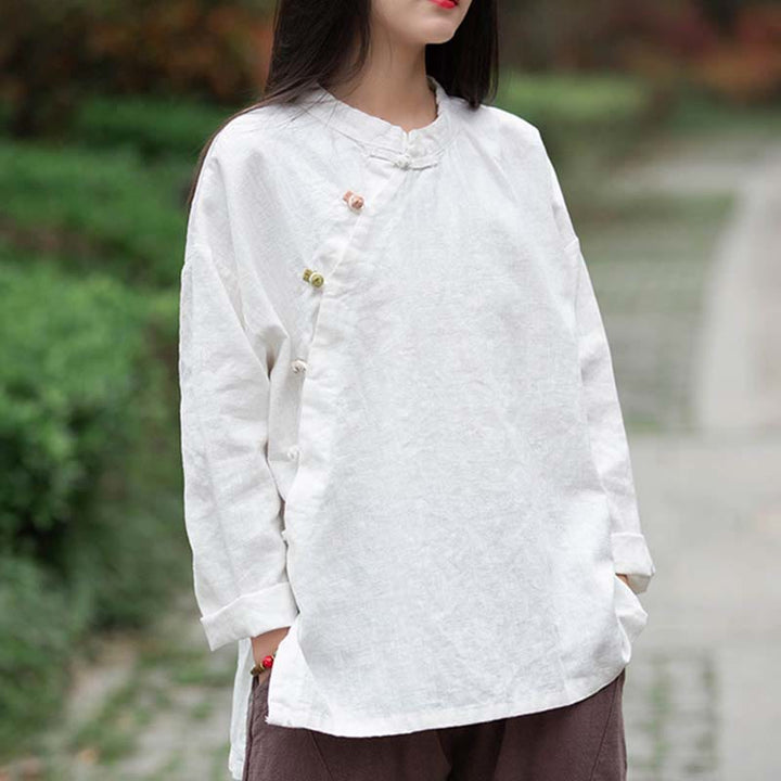 Buddha Stones Ramie Linen Blouse Women Shirt Top Chinese Hanfu Style Clothing - image 15