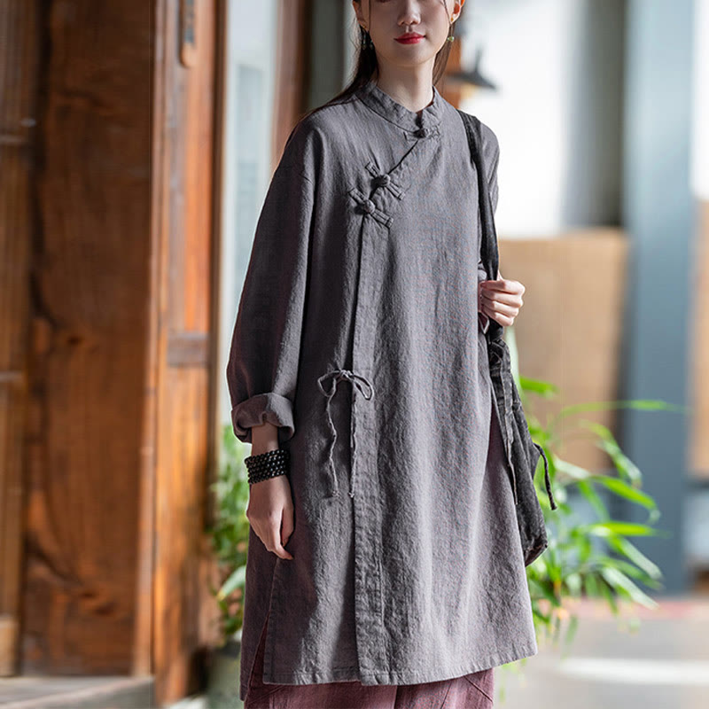 Buddha Stones Vintage Cotton Linen Blouse Women Long Sleeve Shirt Chinese Hanfu Top - image 12