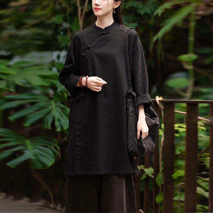 Buddha Stones Vintage Cotton Linen Blouse Women Long Sleeve Shirt Chinese Hanfu Top - image 18