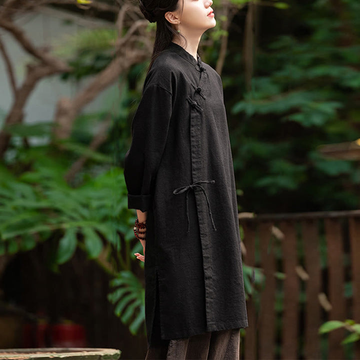 Buddha Stones Vintage Cotton Linen Blouse Women Long Sleeve Shirt Chinese Hanfu Top - image 17