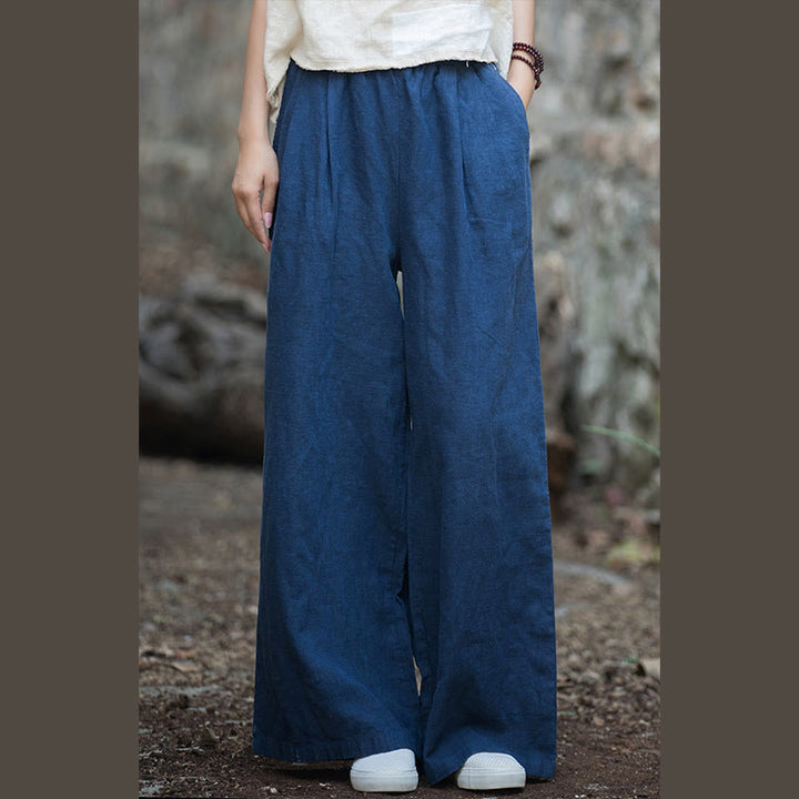 Buddha Stones Retro Wide Leg Pants Casual Women's Yoga Pants With Pockets