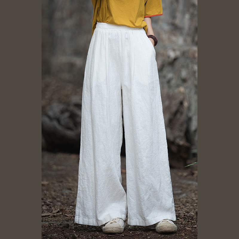 Buddha Stones Retro Wide Leg Pants Casual Women's Yoga Pants With Pockets