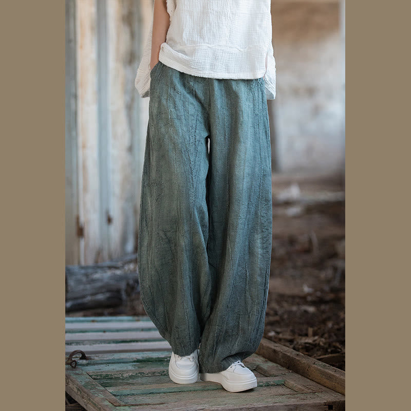 Buddha Stones Retro Tie Dye Harem Pants Casual Women's Yoga Pants With Pockets - Cyan(Regular Version) - US6，UK/AU10，EU38 (L)  - image 28