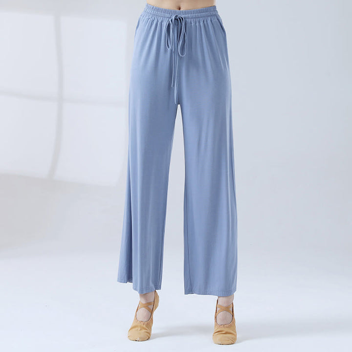 Buddha Stones Loose Modal Drawstring Wide Leg Pants For Yoga Dance - Navy Blue - US12，UK/AU16，EU44 (3XL) - image 15