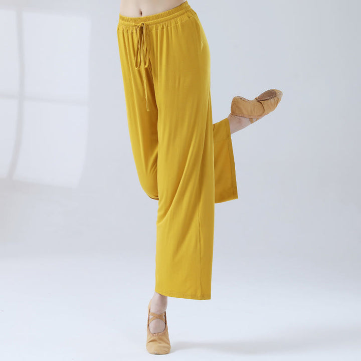 Buddha Stones Loose Modal Drawstring Wide Leg Pants For Yoga Dance