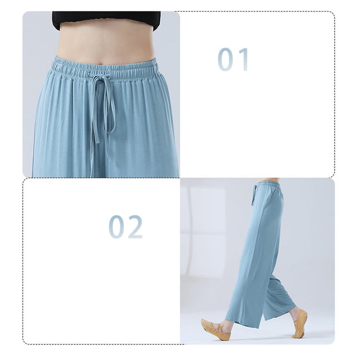 Buddha Stones Loose Modal Drawstring Wide Leg Pants For Yoga Dance - image 7