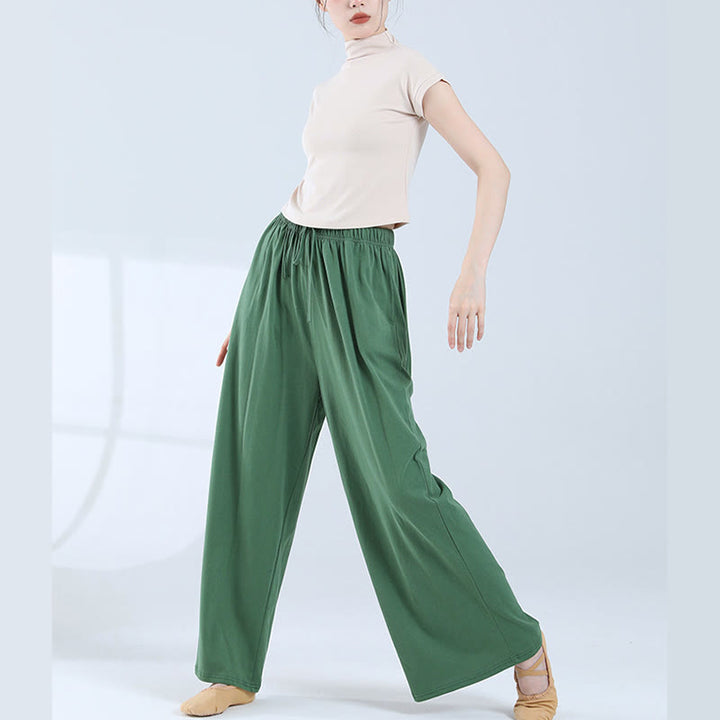 Buddha Stones Loose Cotton Drawstring Wide Leg Pants For Yoga Dance With Pockets - image 2