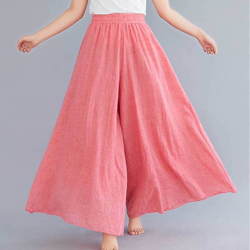 Buddha Stones Women Casual Loose Cotton Linen Wide Leg Pants For Yoga Dance - Pink - US2，UK/AU6，EU34 (M) - image 17