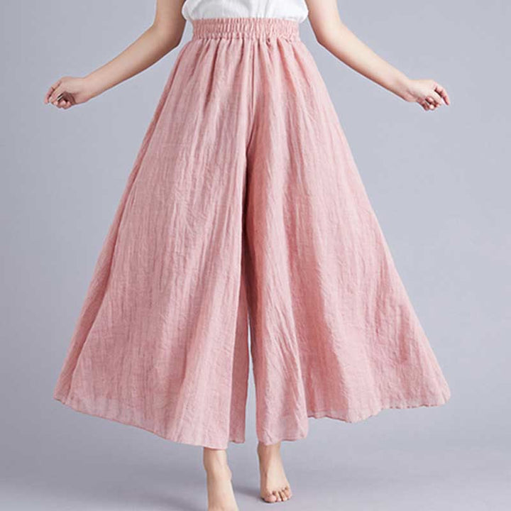 Buddha Stones Women Casual Loose Cotton Linen Wide Leg Pants For Yoga Dance - Light Pink - US2，UK/AU6，EU34 (M) - image 48