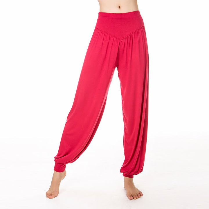 Buddha Stones Solid Color Modal Yoga Dance Long Harem Pants