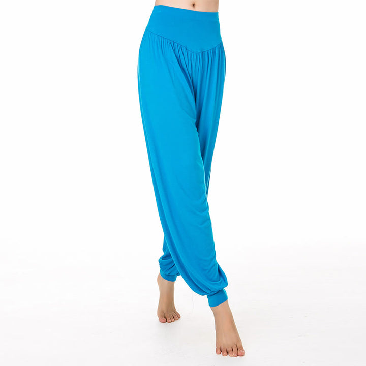 Buddha Stones Solid Color Yoga Dance Long Harem Pants - Blue - US14，UK/AU18，EU46 (3XL) - image 41