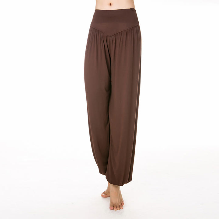 Buddha Stones Solid Color Yoga Dance Long Harem Pants - Brown - US14，UK/AU18，EU46 (3XL) - image 35