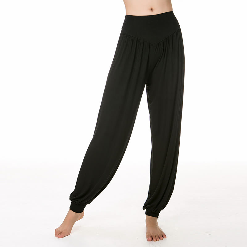 Buddha Stones Solid Color Yoga Dance Long Harem Pants - Black - US14，UK/AU18，EU46 (3XL) - image 21