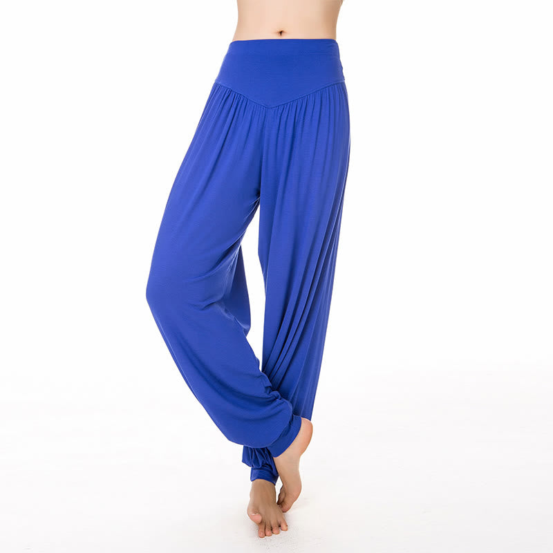 Buddha Stones Solid Color Yoga Dance Long Harem Pants - Royal Blue - US14，UK/AU18，EU46 (3XL) - image 39