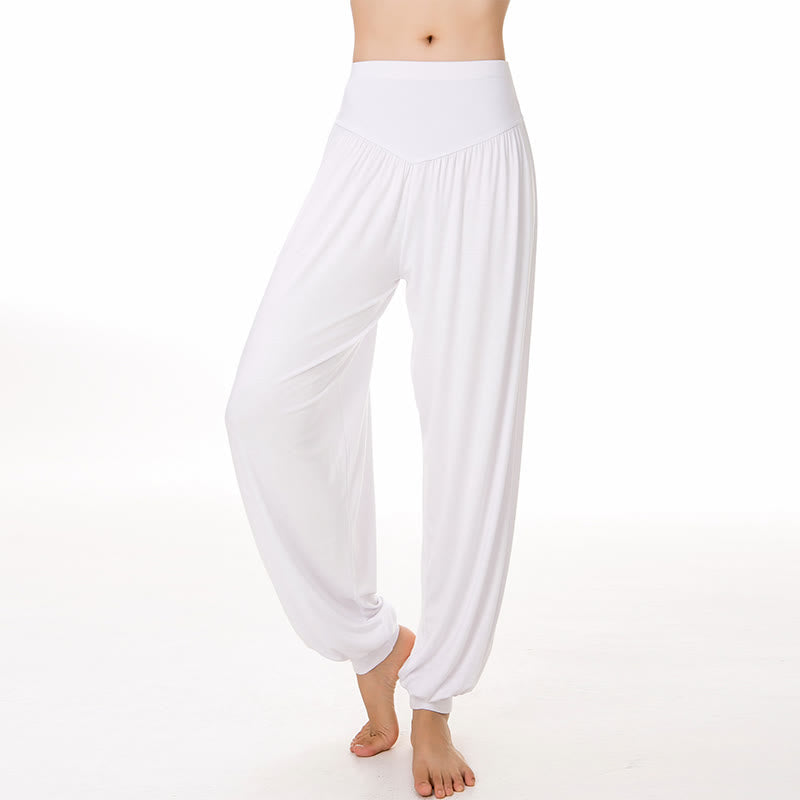 Buddha Stones Solid Color Modal Yoga Dance Long Harem Pants - White - US14，UK/AU18，EU46 (3XL) - image 46