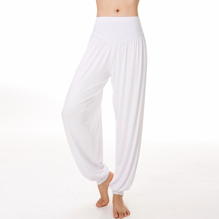 Buddha Stones Solid Color Modal Yoga Dance Long Harem Pants - White - US14，UK/AU18，EU46 (3XL) - image 46