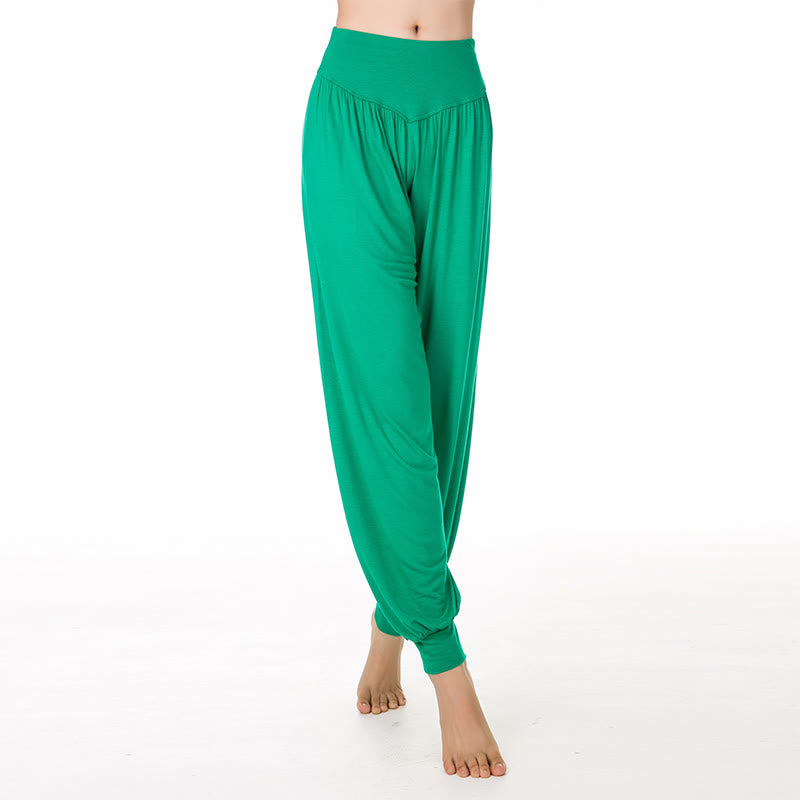Buddha Stones Solid Color Modal Yoga Dance Long Harem Pants - Green - US14，UK/AU18，EU46 (3XL) - image 32
