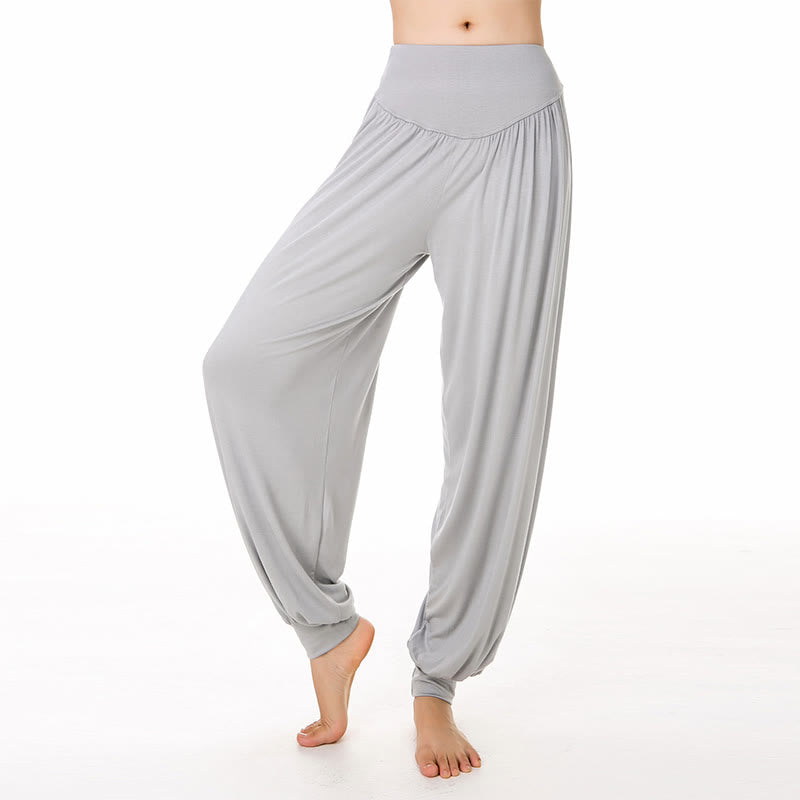 Buddha Stones Solid Color Yoga Dance Long Harem Pants - Gray - US14，UK/AU18，EU46 (3XL) - image 8