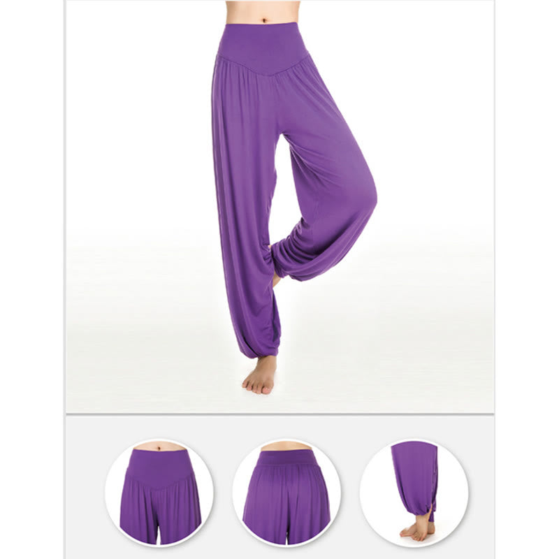 Buddha Stones Solid Color Yoga Dance Long Harem Pants - image 4