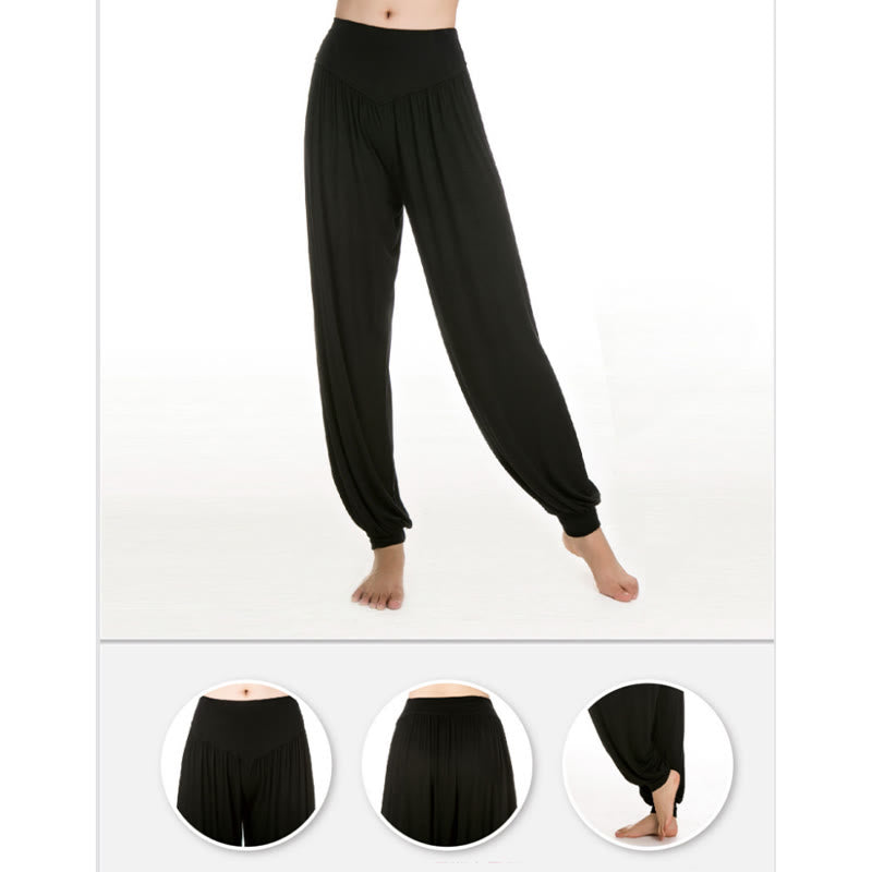 Buddha Stones Solid Color Modal Yoga Dance Long Harem Pants - image 25