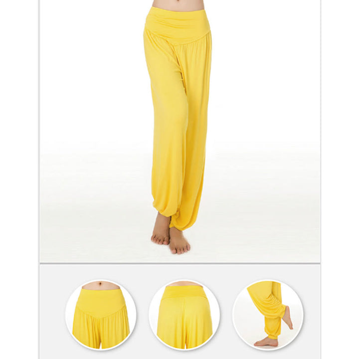 Buddha Stones Solid Color Modal Yoga Dance Long Harem Pants