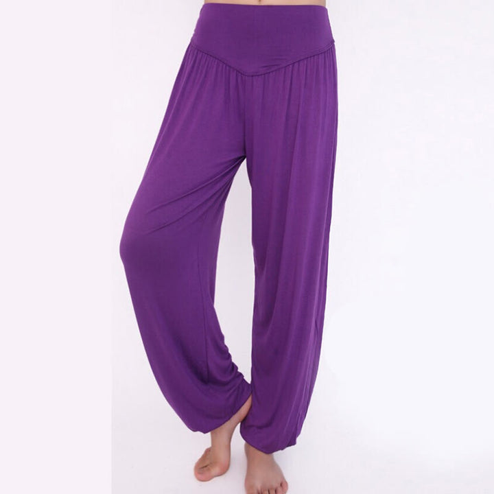 Buddha Stones Solid Color Yoga Dance Long Harem Pants - image 2