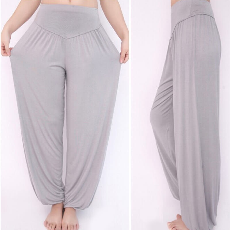 Buddha Stones Solid Color Modal Yoga Dance Long Harem Pants