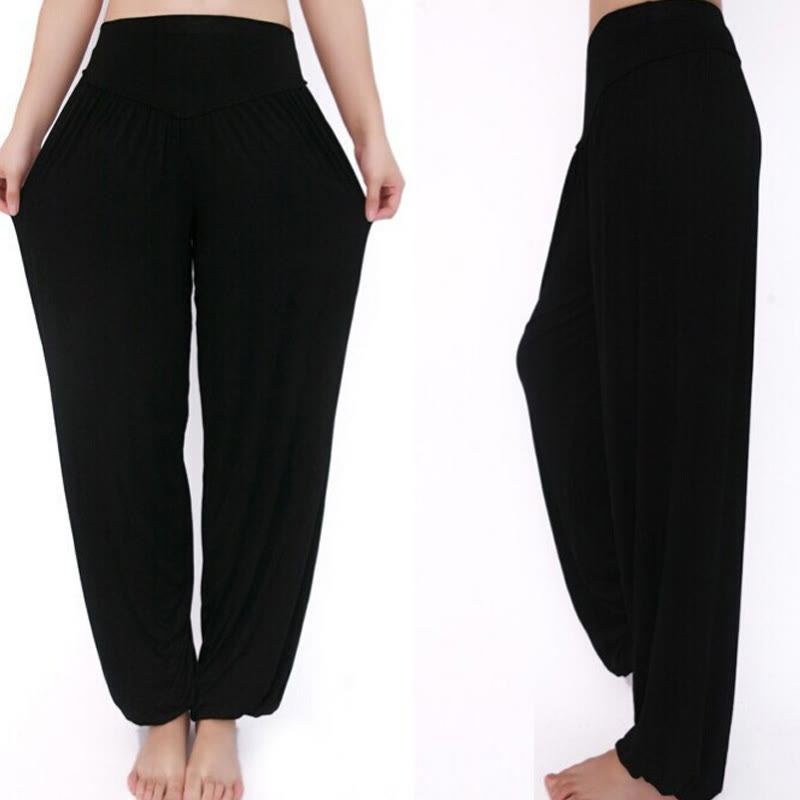 Buddha Stones Solid Color Yoga Dance Long Harem Pants - image 33