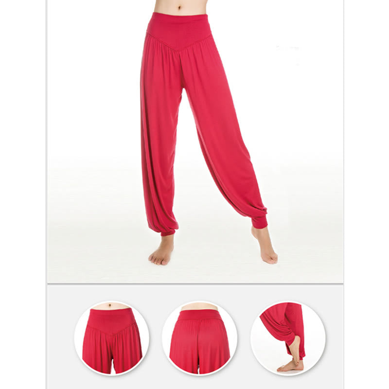 Buddha Stones Solid Color Modal Yoga Dance Long Harem Pants