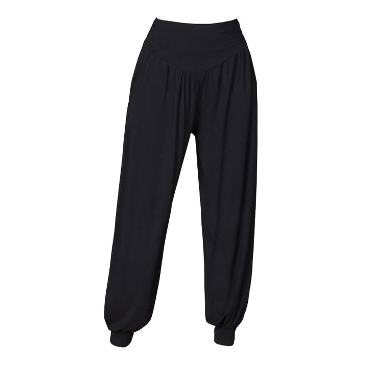 Buddha Stones Solid Color Modal Yoga Dance High Waist Harem Pants With Pockets - image 11