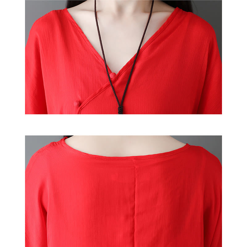 Buddha Stones V-Neck Midi Tunic Dress Wide Leg Pants Meditation Zen Practice Dance Clothing - image 16