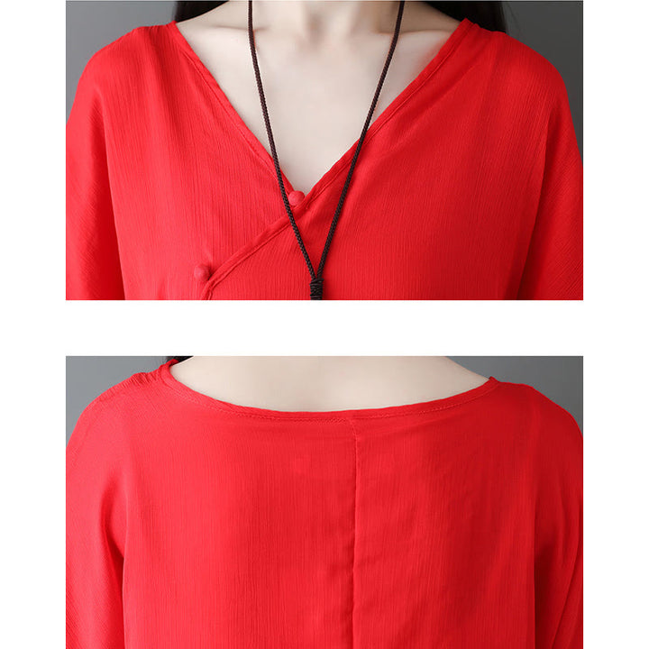 Buddha Stones V-Neck Midi Tunic Dress Wide Leg Pants Meditation Zen Practice Dance Clothing - image 17