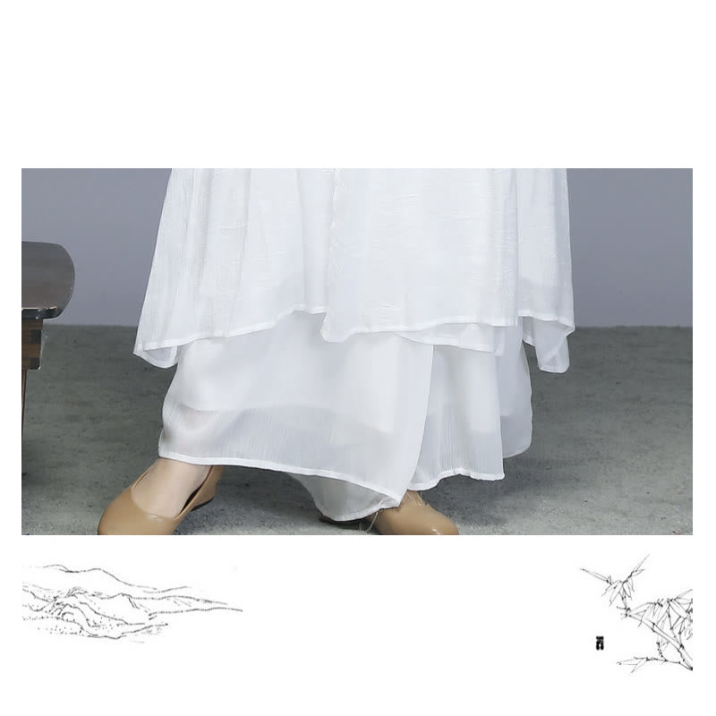 Buddha Stones Hanfu Style Midi Dress Wide Leg Pants Meditation Zen Practice Yoga Dance Clothing - image 13