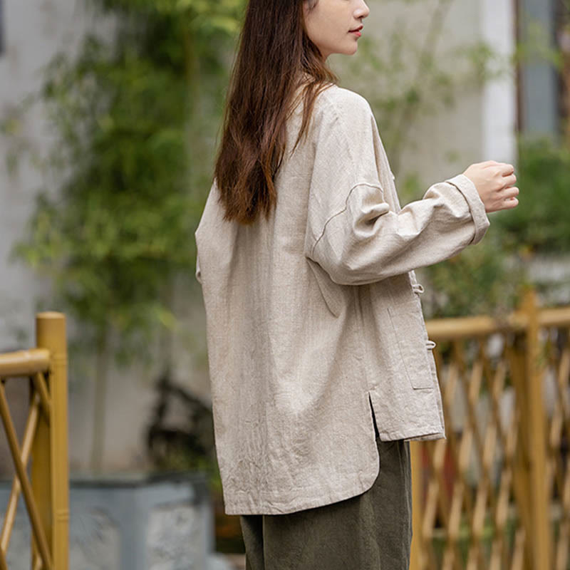 Buddha Stones Frog-Button Design Shirt Tai Chi Meditation Top Clothing Ramie Linen Jacket - image 19