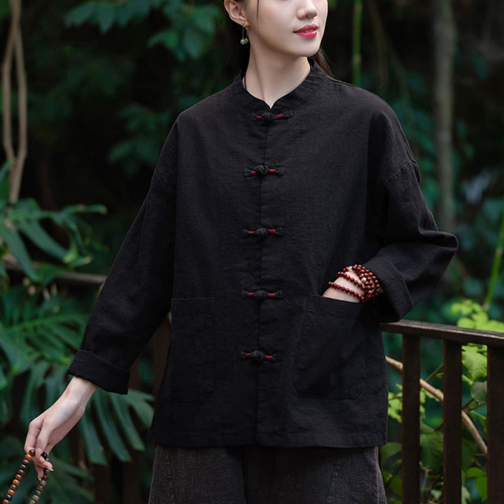 Buddha Stones Frog-Button Shirt Zen Meditation Top Clothing Cotton Linen Jacket - image 12